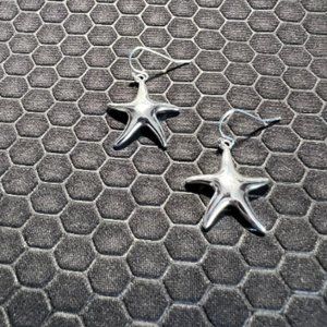 Star Fish Earrings 18K White Gold Plated